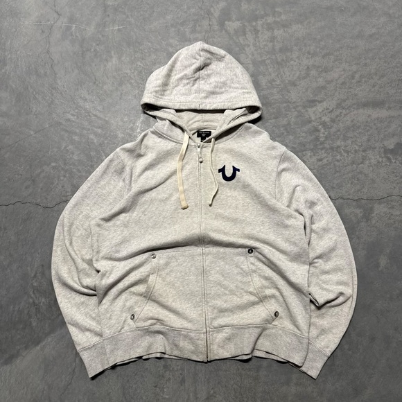 True Religion Light Gray Zip-Up Hoodie - Picture 3 of 6
